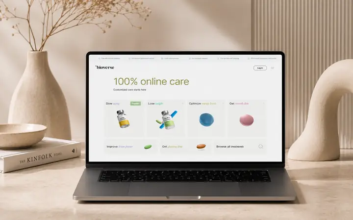 Bioverse telehealth e-commerce storefront built in Webflow