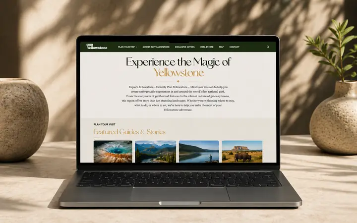 Explore Yellowstone editorial travel website built in Webflow with CMS-driven guides